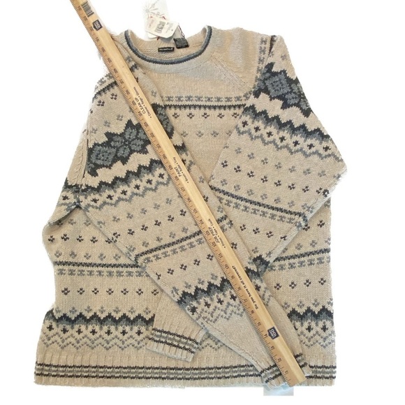 North Crest Men’s Cotton Fair Isle Sweater Blue and Cream Size   XL - Picture 5 of 7